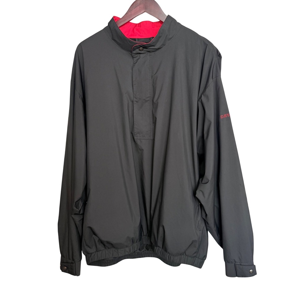 FootJoy DryJoys Golf Pullover Jacket Mens XL Black Red 1/4 Zip Windbreaker Coat